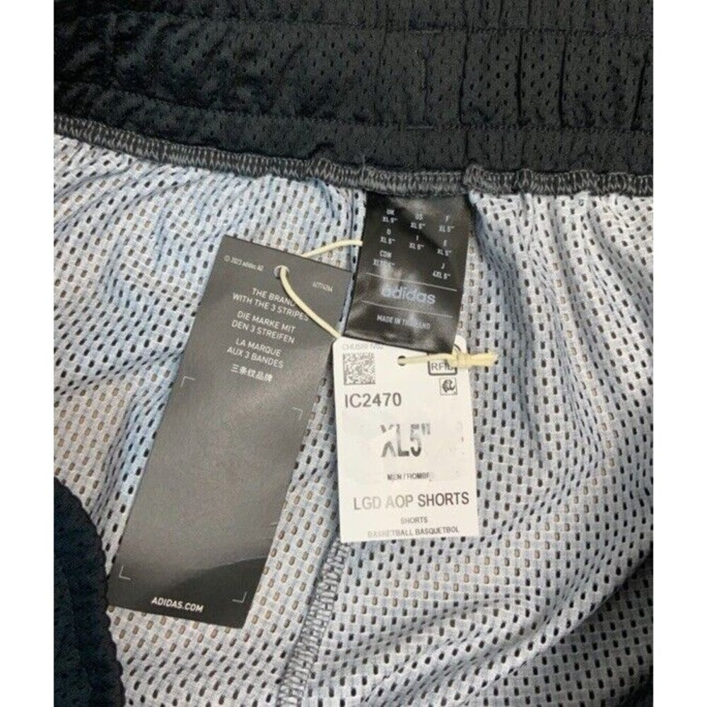 Adidas Mens Black Q2 All Over Print Basketball Shorts Size XL - Picture 5 of 5